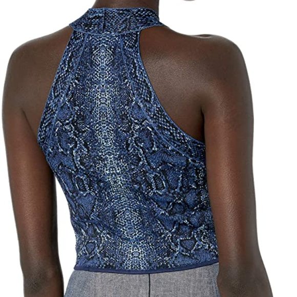 BCBG MAXAZRIA High Neck Snake Print Top Sz Medium - Picture 2 of 4